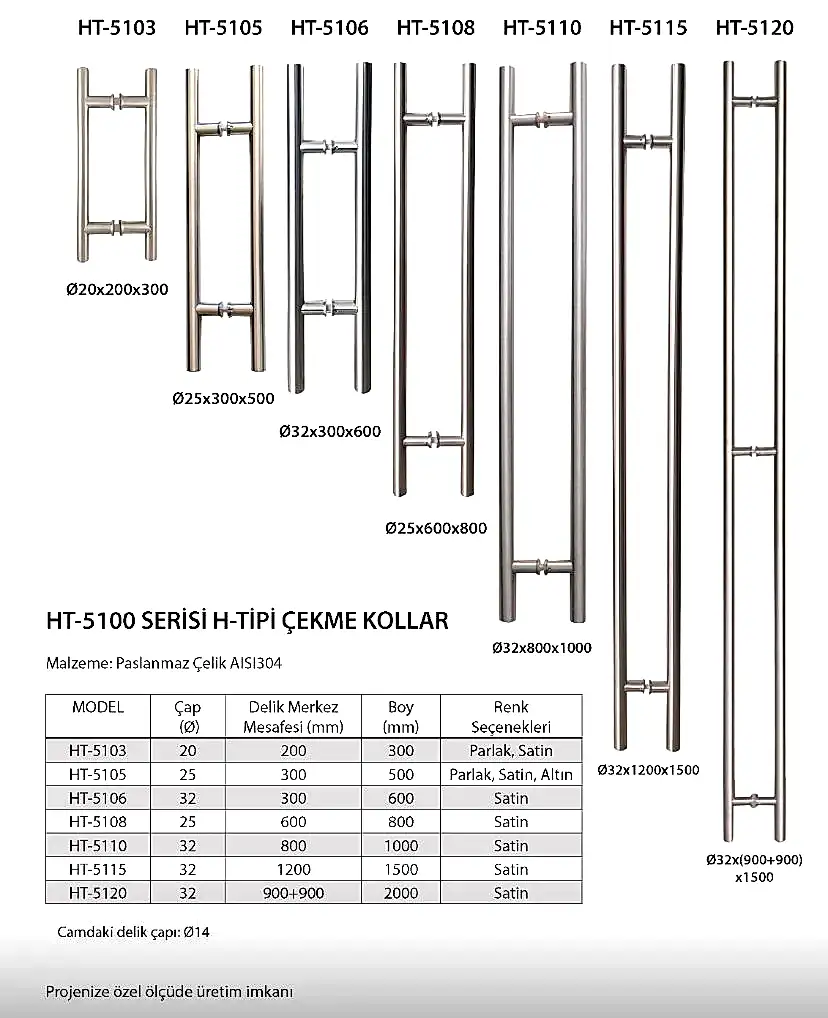 Paslanmaz Çekme Kol